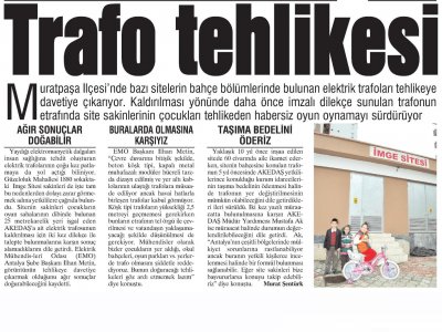 TRAFO TEHLİKESİ  (AKDENİZDE YENİ YÜZYIL-08.12.2011)