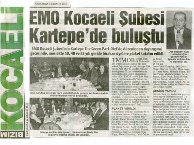 EMO KOCAELİ ŞUBESİ KARTEPE`DE BULUŞTU