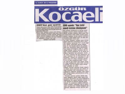 EMO UYARDI: `GAZ KRİZİ ENERJİ KRİZİNE DÖNÜŞECEK` - ÖZGÜR KOCAELİ