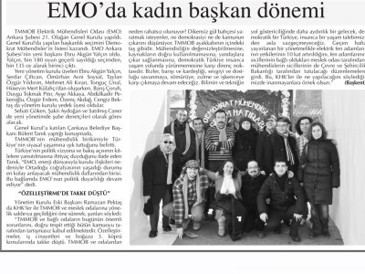 EMO’DA KADIN BAŞKAN DÖNEMİ (BAŞKENT GAZETESİ, 22.02.2012)