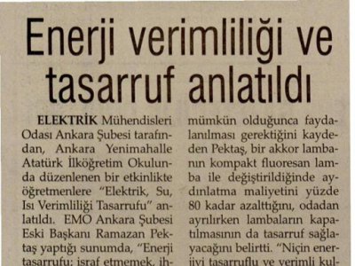 ENERJİ VERİMLİLİĞİ VE TASARRUF ANLATILDI (WWW.EVRENSEL.NET, 25.02.2012)