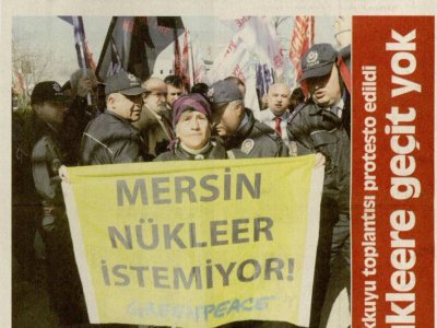 AKKUYU TOPLANTISI PROTESTO EDİLDİ, NÜKLEERE GEÇİT YOK (4 NİSAN 2012 - CUMHURİYET)