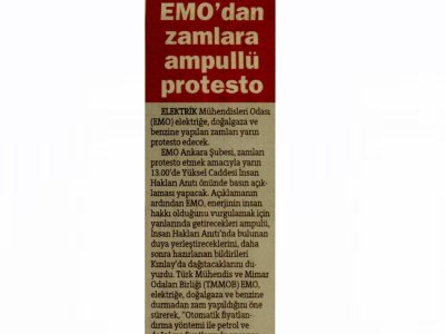 EMO`DAN ZAMLARA AMPULLÜ PROTESTO (HÜRRİYET ANKARA, 06.04.2012)