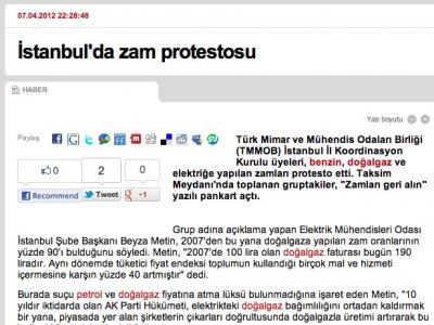 İSTANBUL`DA ZAM PROTESTOSU (7 NİSAN 2012 - CNNTURK.COM)
