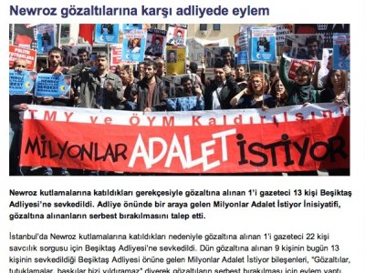 NEWROZ GÖZALTILARINA KARŞI ADLİYEDE EYLEM (13 NİSAN 2012 - HABER.SOL.ORG)