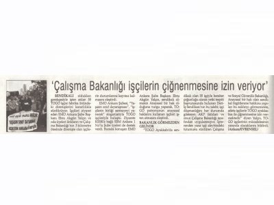 `ÇALIŞMA BAKANLIĞI İŞÇİLERİN ÇİĞNENMESİNE İZİN VERİYOR` (GÜNLÜK EVRENSEL, 01.06.2012)