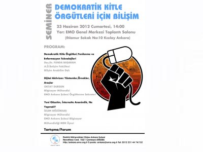 `DEMOKRATİK KİTLE ÖRGÜTLERİ İÇİN BİLİŞİM` SEMİNERİ DÜZENLENİYOR
