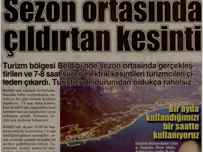 SEZON ORTASINDA ÇILDIRTAN KESİNTİ  (CUMHURİYET ANTALYA AKDENİZ-19.07.2012)