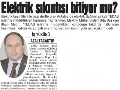 ELEKTRİK SIKINTISI BİTİYOR MU? (AKDENİZ‘DE YENİ YÜZYIL-  15.08.2012)