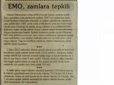 EMO, ZAMLARA TEPKİLİ - KOCAELİ GAZETESİ