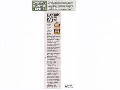 ZAMMA MÜHENDİS TEPKİSİ - 03.10.2012 - MİLLİYET EGE