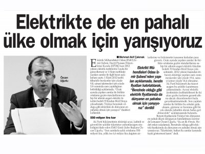 ELEKTRİKTE DE EN PAHALI ÜLKE OLMAK İÇİN YARIŞIYORUZ - 03.10.2012 - HABER EKSPRES