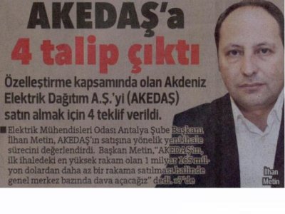 AKEDAŞ‘A 4 TALİP ÇIKTI (HÜRRİYET AKDENİZ-09.11.2012)