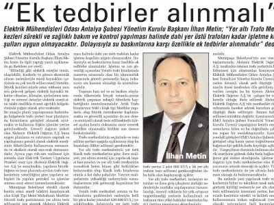 EK TEDBİRLER ALINMALI  (ANTALYA SON HABER-10.11.2012)
