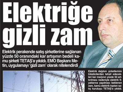 ELEKTRİĞE GİZLİ ZAM (CUMHURİYET ANTALYA AKDENİZ- 04.01.2013)