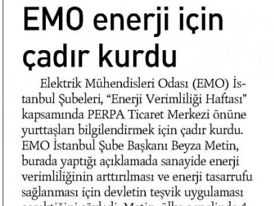 EMO ENERJİ İÇİN ÇADIR KURDU (8 OCAK 2013 - ÖZGÜRGÜNDEM)