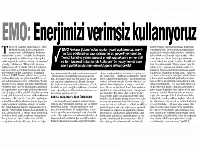 EMO: ENERJİMİZİ VERİMSİZ KULLANIYORUZ (DOKUZ SÜTUN, 19.01.2013)