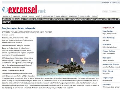 ENERJİ SAVAŞLARI, İKTİDAR DALAŞMALARI (1 ŞUBAT 2013 - EVRENSEL.NET)
