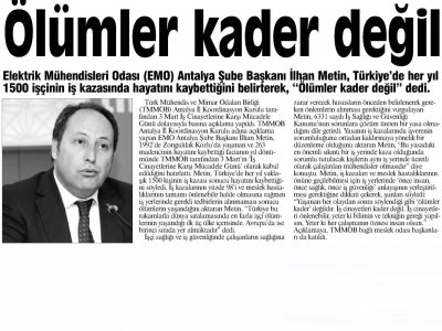 ÖLÜMLER KADER DEĞİL (AKDENİZ BEYAZ-05.03.2013)