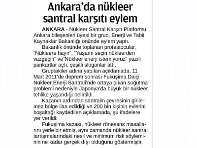 ANKARA`DA NÜKLEER SANTRAL KARŞITI EYLEM (24 SAAT, 12.03.2013)