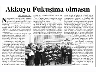 AKKUYU FUKİŞİMA OLMASIN (BAŞKENT GAZETESİ, 12.03.2013)