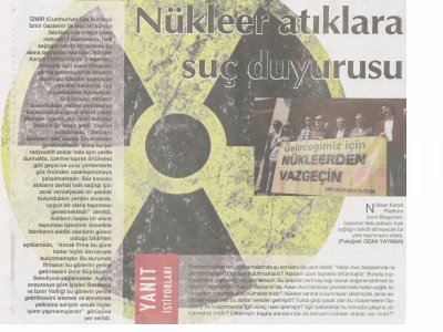 NÜKLEER ATIKLARA SUÇ DUYURUSU - 12.04.2013 - CUMHURİYET