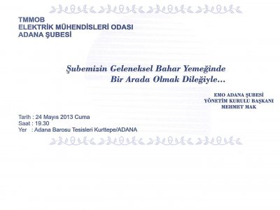 ODA YEMEĞİMİZ İPTAL EDİLMİŞTİR