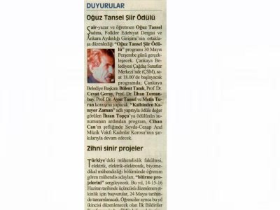 ZİHNİ SİNİR PROJELER  (CUMHURİYET ANKARA, 23.05.2013)
