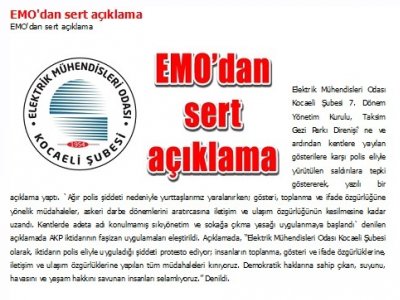 EMO`DAN SERT AÇIKLAMA-GEBZE HABER