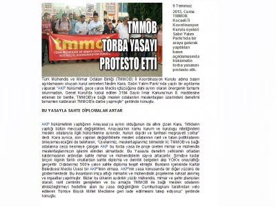 TMMOB TORBA YASAYI PROTESTO ETTİ-BİZİM KOCAELİ