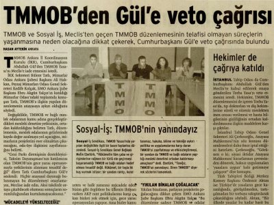 TMMOB `DEN GÜL `E VETO ÇAĞRISI (BİRGÜN, 19.07.2013)