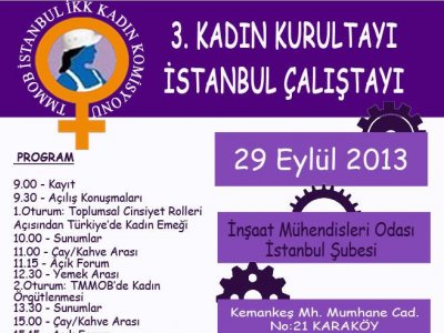 TMMOB 3. KADIN KURULTAYI İSTANBUL ÇALIŞTAYI 29 EYLÜLDE YAPILACAK