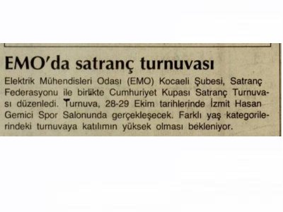 EMO` DA SATRANÇ TURNUVASI-ÖZGÜR KOCAELİ