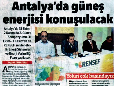 ANTALYA‘DA GÜNEŞ ENERJİSİ KONUŞULACAK  (HÜRRİYET AKDENİZ- 29.10.2013)
