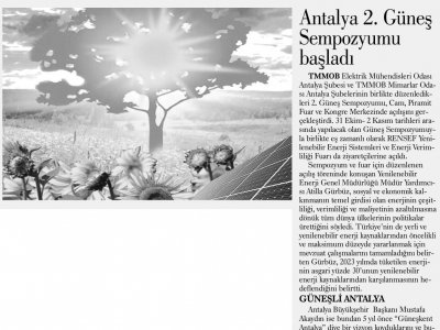 ANTALYA 2. GÜNEŞ SEMPOZYUMU BAŞLADI (GÜNLÜK EVRENSEL -02.11.2013)