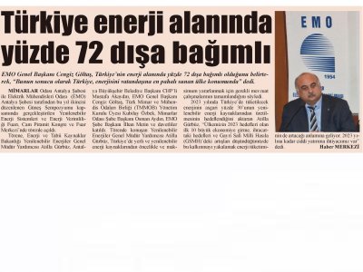 TÜRKİYE ENERJİ ALANINDA YÜZDE 72 DIŞA BAĞIMLI (TİCARİ HAYAT- 02.11.2013)