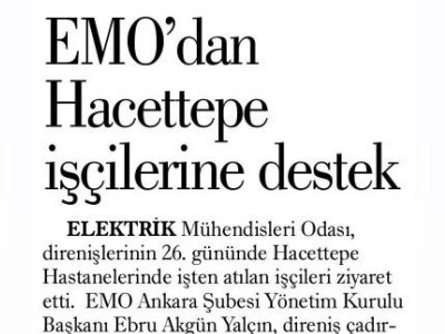 EMO`DAN HACETTEPE İŞÇİLERİNE DESTEK (GÜNLÜK EVRENSEL, 10.12.2013)