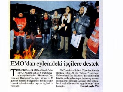 EMO`DAN EYLEMDEKİ İŞÇİLERE DESTEK (BAŞKENT GAZETESİ, 11.12.2013)