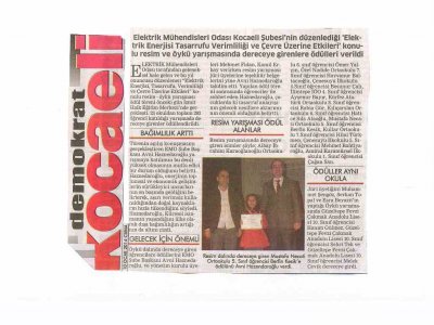 EMO KOCAELİ ŞUBESİ ELEKTRİK ENERJİSİ TASARRUFU VERİMLİLİĞİ VE ÇEVRE ÜZERİNE ETKİLERİ RESİM ÖYKÜ YARIŞMASI
