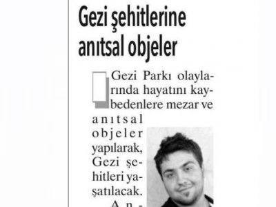 GEZİ ŞEHİTLERİNE ANITSAL OBJELER (AYDINLIK, 12.01.2014)