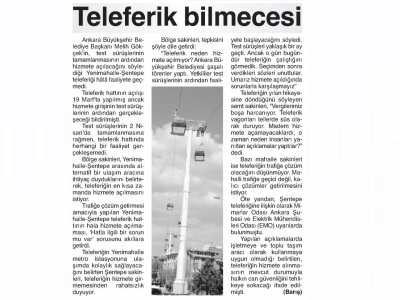 TELEFERİK BİLMECESİ (BARIŞ GAZETESİ, 02.05.2014)