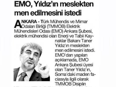 EMO, YILDIZ`IN MESLEKTEN MEN EDİLMESİNİ İSTEDİ (ANAYURT, 18.05.2014)