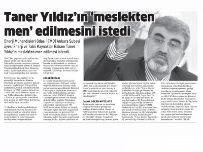 TANER YILDIZ`IN `MESLEKTEN MEN` EDİLMESİNİ İSTEDİ (HABERDE DENGE, 20.05.2014)
