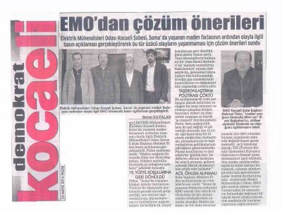 EMO`DAN ÇÖZÜM ÖNERİLERİ-DEMOKRAT KOCAELİ