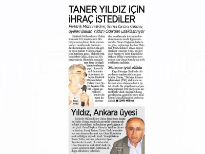 TANER YILDIZ İÇİN İHRAÇ İSTEDİLER -25.05.2014 -MİLLİYET EGE