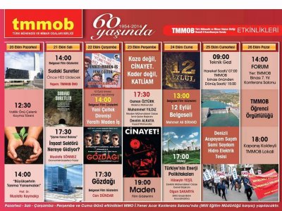 TMMOB HAFTASI 60.YIL DENİZLİ İKK TARAFINDAN HAZIRLANAN ETKİNLİKLER İLE 20-26 EKİM TARİHLERİNDE YAPILACAKTIR.24 EKİM CUMA GÜNÜ EMO TARAFINDAN `TÜRKİYENİN ENERJİ POLİTİKALARI`KONULU SÖYLEŞİ YAPILACAKTIR.