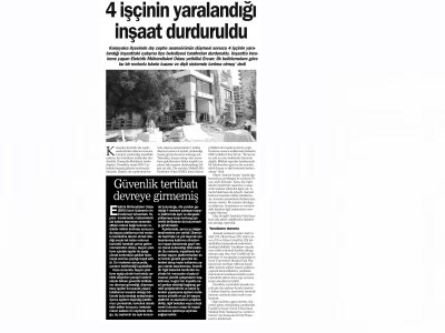 4 İŞÇİNİN YARALANDIĞI İNŞAAT DURDURULDU -18.10.2014 -HABER EKSPRES