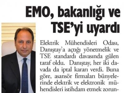 EMO, BAKANLIĞI VE TSE‘Yİ UYARDI (ANTALYA SON HABER-04.11.2014)