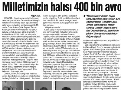 MİLLETİMİZİN HALISI 400 BİN AVRO (SON AN GAZETESİ, 5.12.2014)