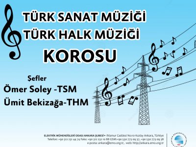TÜRK SANAT MÜZİĞİ VE TÜRK HALK MÜZİĞİ KORO ÇALIŞMALARI  DÜZENLENECEKTİR